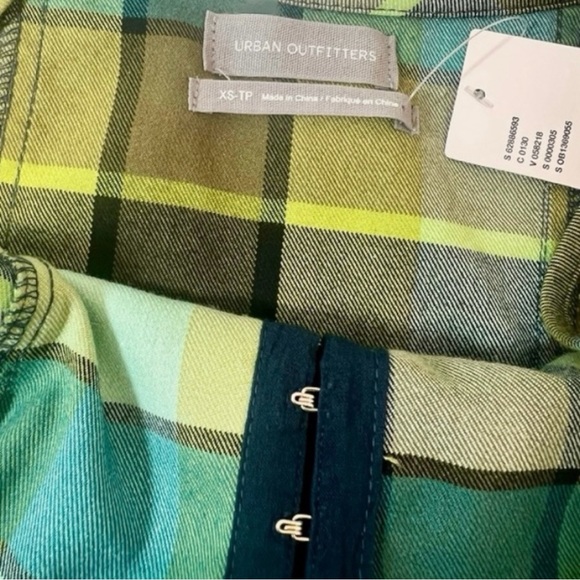 Urban Outfitters Plaid Hook & Eye Plaid Mini Dress Green Zipper Side Size XS NWT - Picture 8 of 13